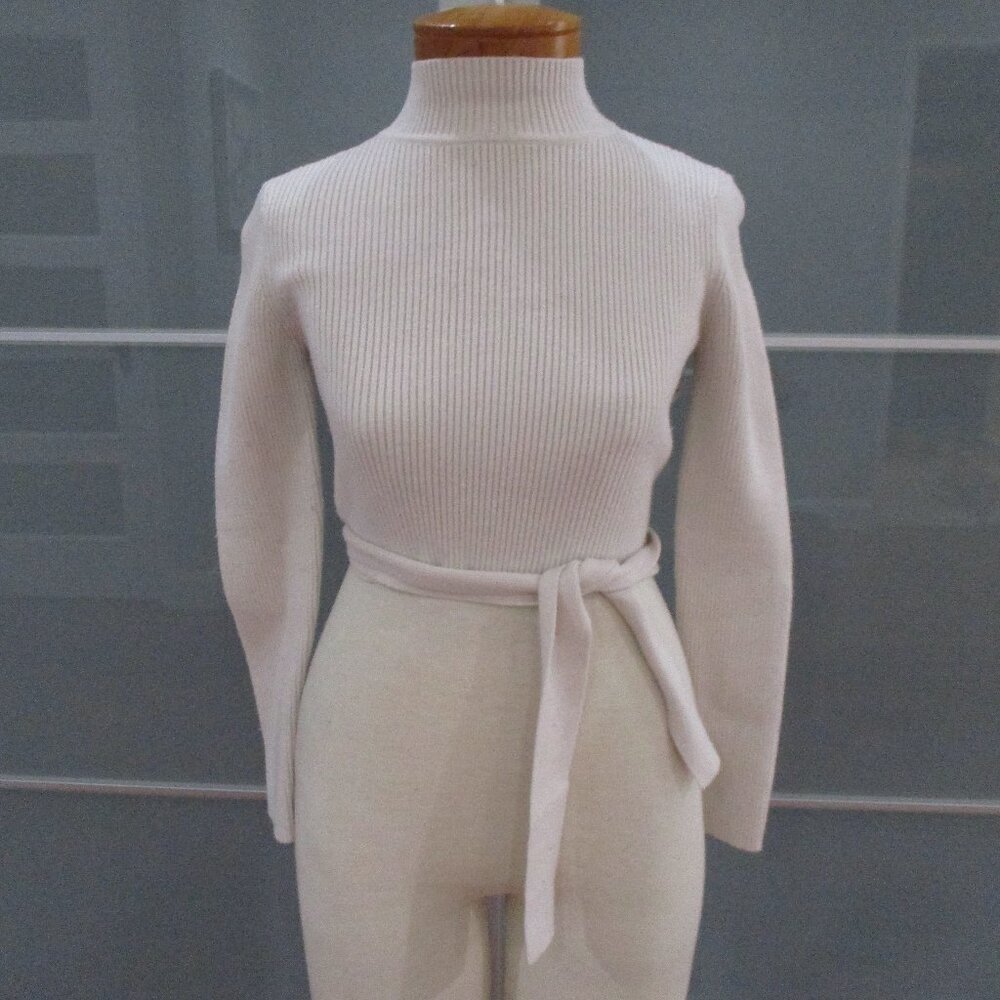 Zara Mock Neck Open Back Long Sleeve Sweater